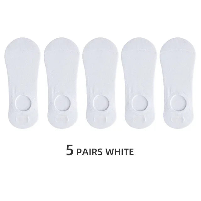 5/10 Pairs Men's Invisible Socks Slippers Cotton Silicone Non-slip Summer No-show Ankle Socks Casual Breathable Thin Boat Sock