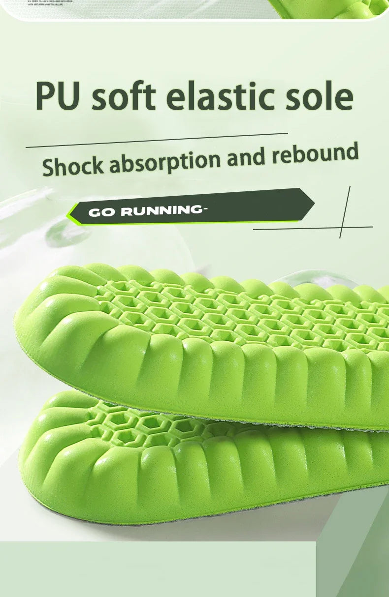 4PCS Soft Elasticity Sole Breathable Comfortable Insoles Men and Women's Sports Shock Absorbing Insole Outdoor Running Insoles