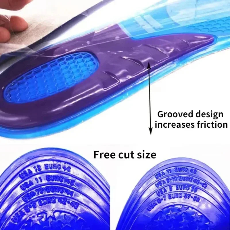 1 Pair Man Women Orthotic Arch Support Massage Insole Unisex Silicone Anti Slip Gel Soft Sport Shoe Pad Shock Absorption