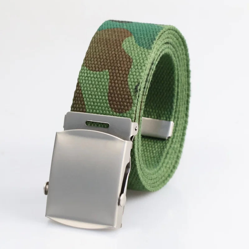New Men's Canvas Belt Outdoor Wear-resistant Breathable Alloy Buckle Unisex Belt Youth Camouflage Sports waistband