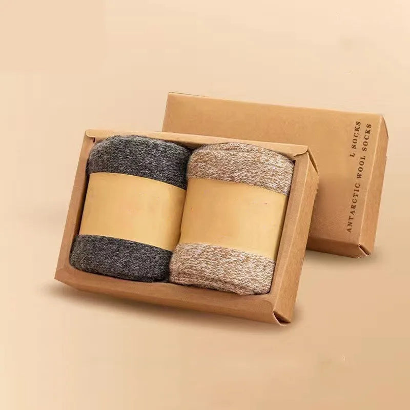 2Pairs/Men's Socks Super Thick Wool High Quality Merino Wool Socks Business Fall Winter Comfortable Mid-leg Socks Large Size Men