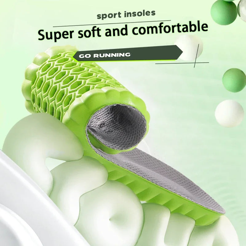 4PCS Soft Elasticity Sole Breathable Comfortable Insoles Men and Women's Sports Shock Absorbing Insole Outdoor Running Insoles