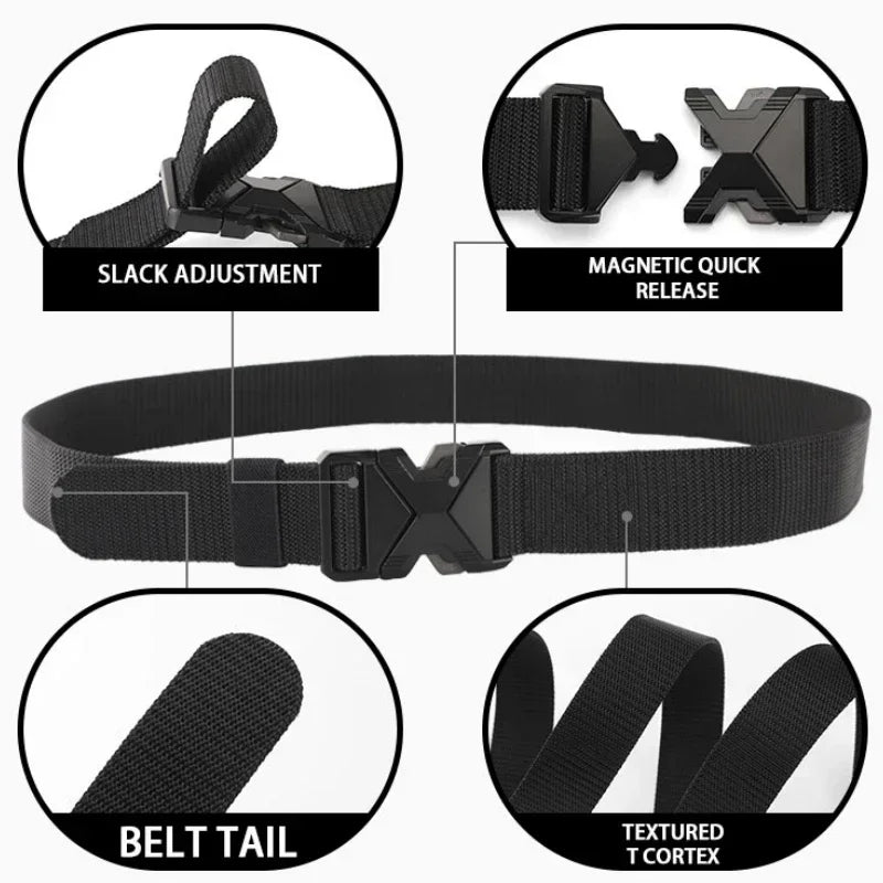 The New Men's 125cm Buckle Belt Nylon Braided Lightweight Breathable Daily Commuter Men's Belt