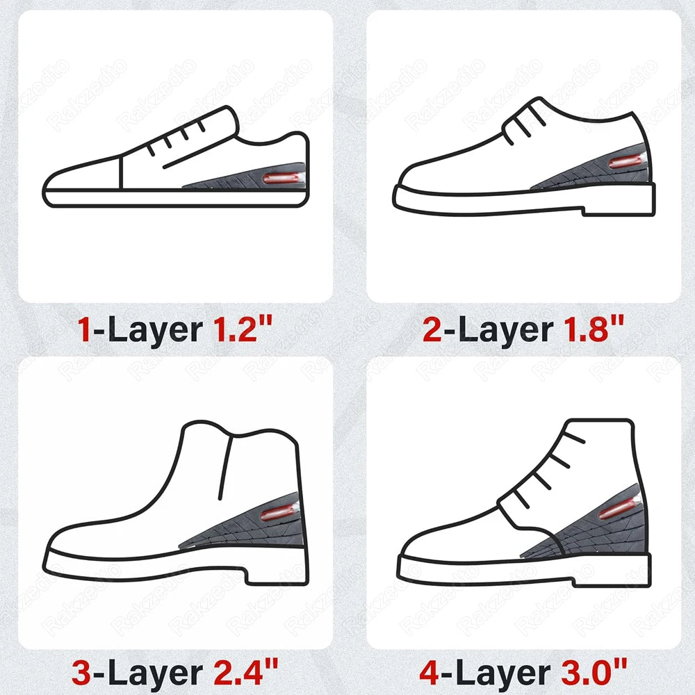 Height Increase Insoles for Men Women Heel Shoe Lift Insert Air Cushion Heightening Insoles Adjustable Shock Absorbing Foot Pad