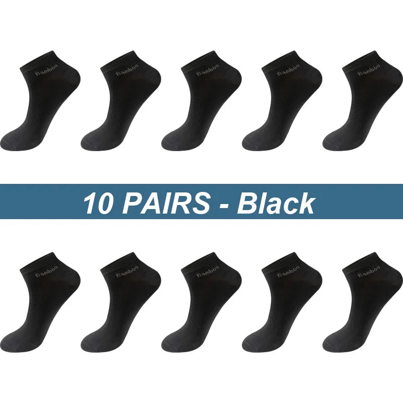 High Quality 10Pairs/Lot Men's Bamboo Fiber Socks Short Casual Breatheable Anti-Bacterial Man Ankle Socks New black busines
