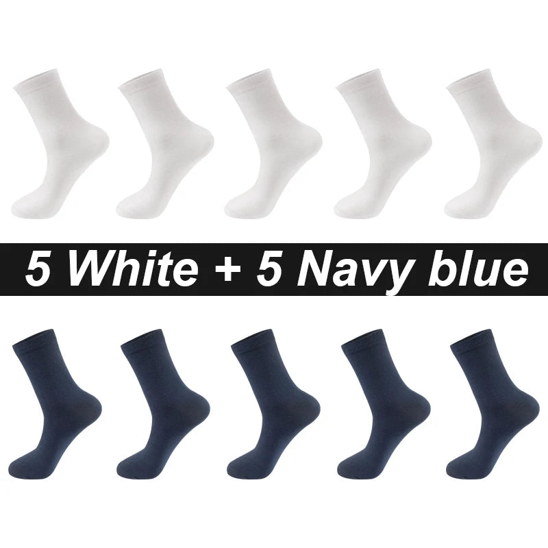 10Pairs/Lot Men Combed Cotton Socks Black Casual Business Breathable High Quality Man Sock New For Male Plus Size EU38-48