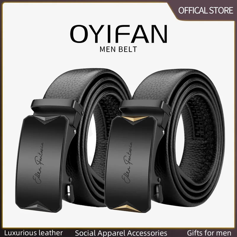 OYIFAN Men Belt Genuine Leather belt for men Alloy buckle ratchet belts Men Designer Belt Automatic belts 벨트