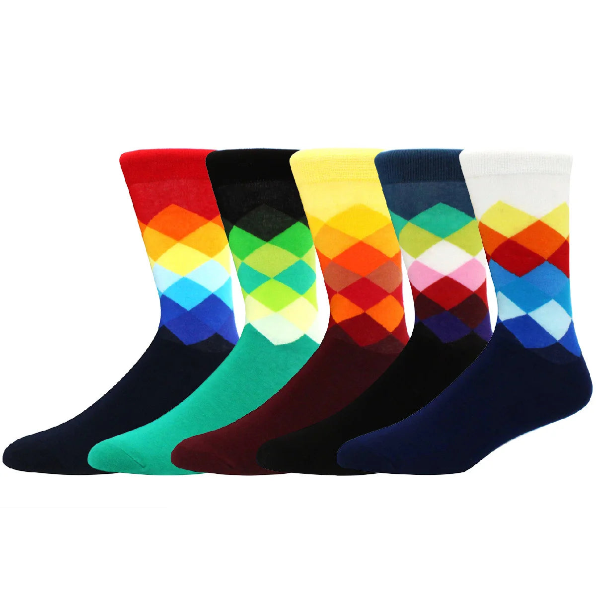 5 Pairs Men Middle Tube Socks Fun Casual Business Socks Colorful Halloween Animal Vintage Happy Woman Cotton Socks