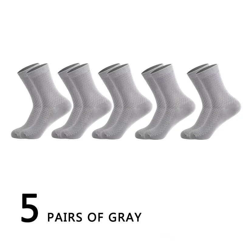 5Pairs/Lot Men's Socks High Quality Bamboo Fiber Business Breathable Deodorizing Socks Men's Casual Socks Large Size EU38-46