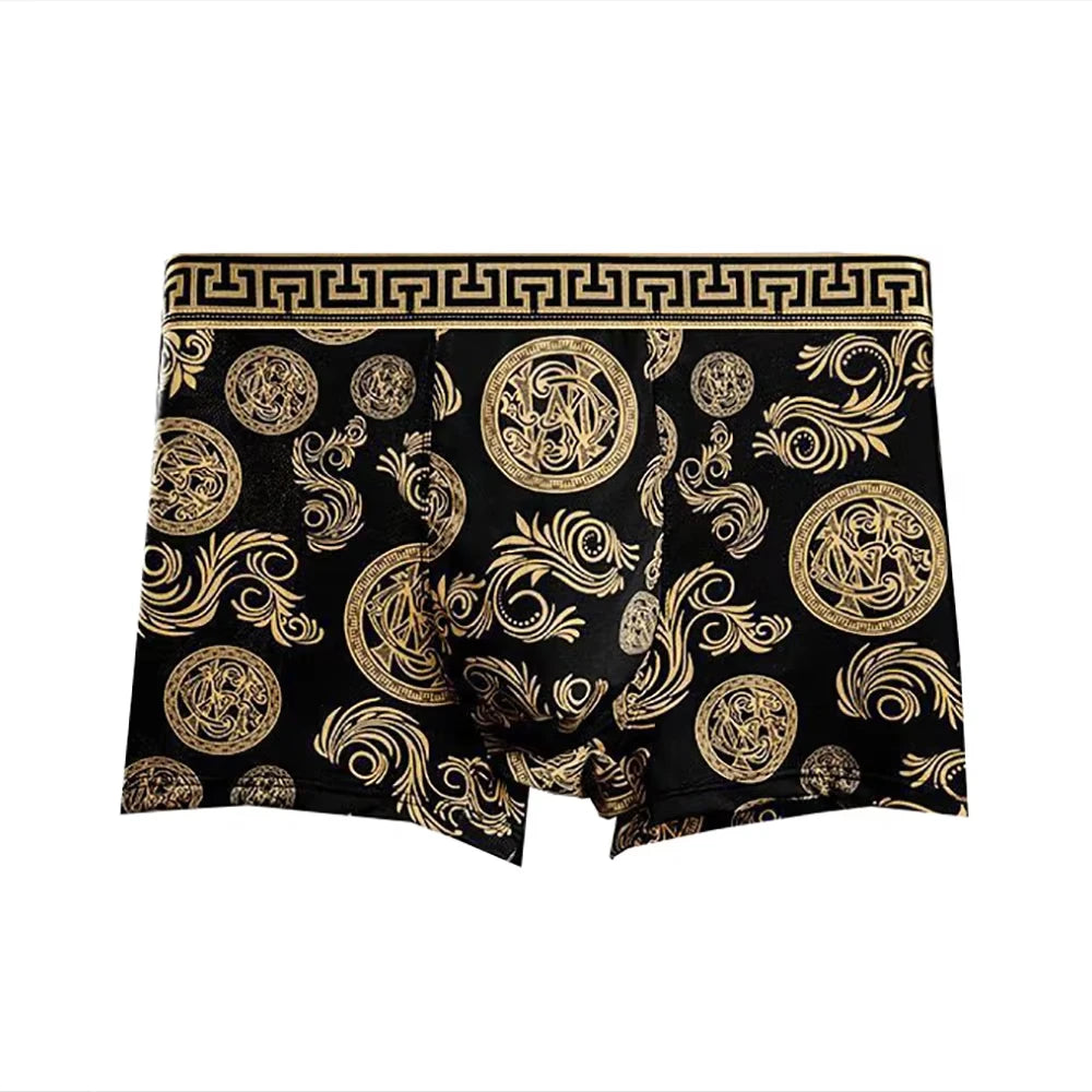 4Pcs/Set Men's Underwear Elastic Boxer Shorts Comfortable Breathable Print Men Underpant Sexy Boys Thin Flat Corner Panties