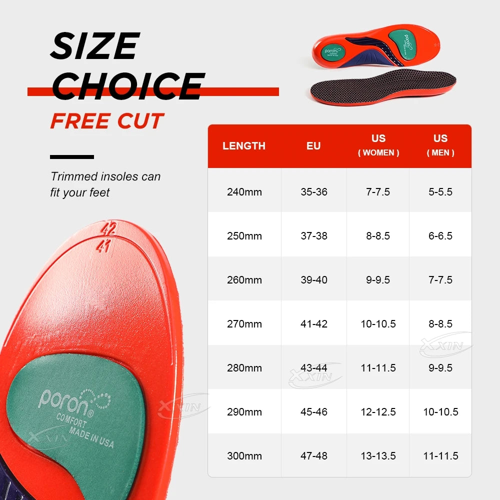 【Xxin】Arch Support Insole Poron Shock Absorption Flat Feet Shoe Pad Heel Pain Relief Size 35-48