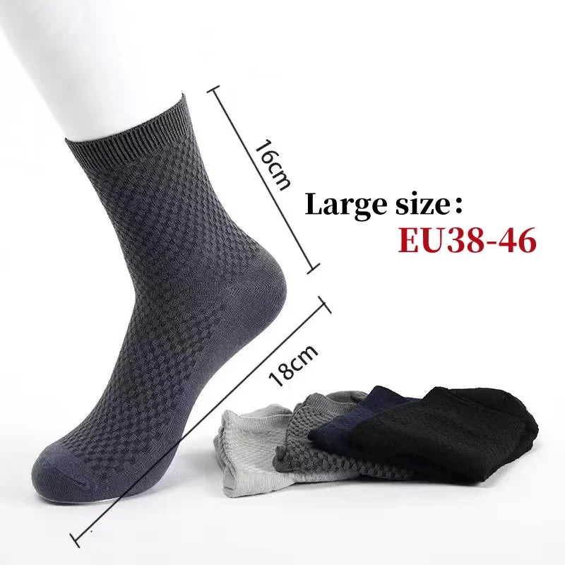 5Pairs/Lot Men's Socks High Quality Bamboo Fiber Business Breathable Deodorizing Socks Men's Casual Socks Large Size EU38-46