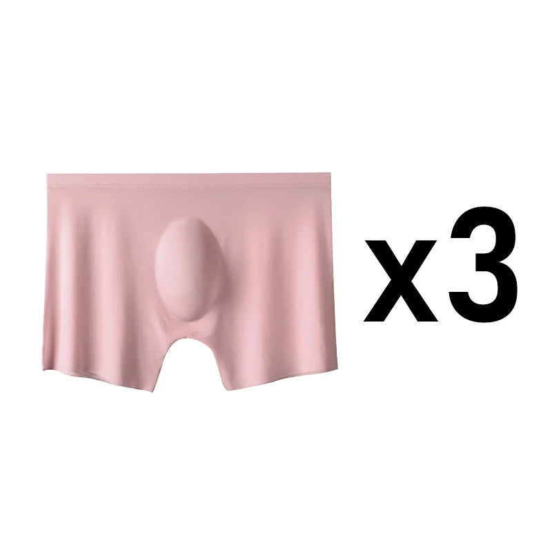 3Pcs/Lot Men's Summer Ultra-thin Boxers Briefs Ice Silk Seamless Underwear Sexy Lingerie Underpants Shorts Breathable Panties