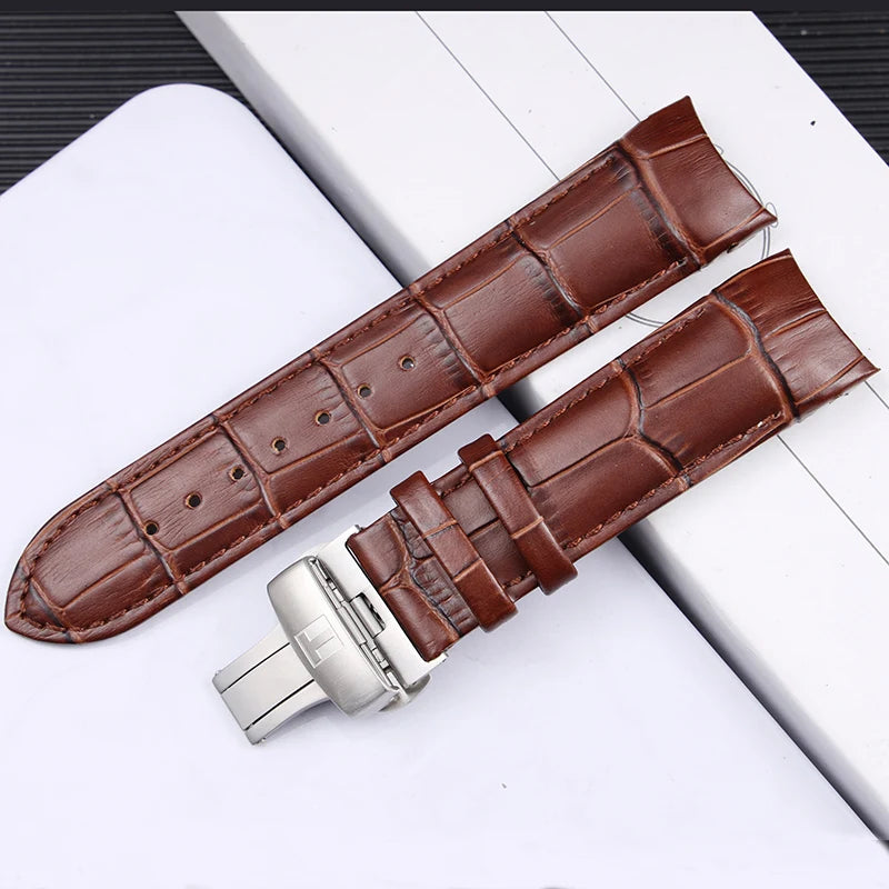 Genuine Leat/her Watch Strap for Tissot T035 Watchband Men's 1853 T035627 T035617 T035407 Series Arc Mouth Belt 22mm 23mm 24mm