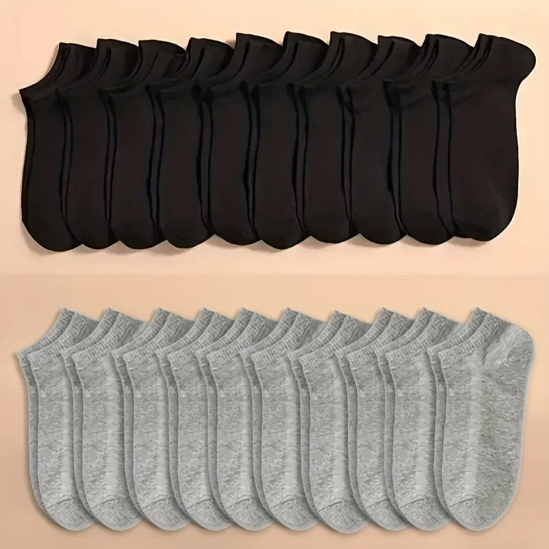 10 or 20 or 40 Pairs Unisex Solid Cotton Socks Men Women Low Cut Ankle Socks Bulk Black White Grey Socks Soft Lightweight