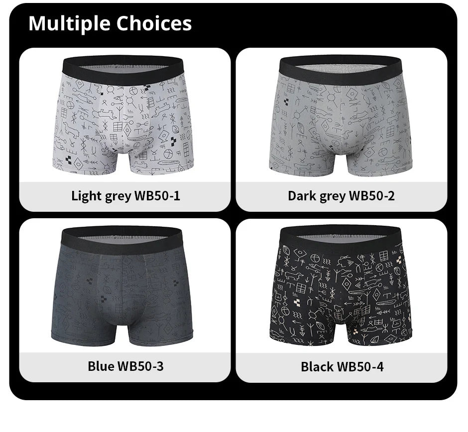 4/10 Pack Europe Plus Size Men's Fashion Printed Underwear Joker Boyshort Comfortable Elastic Waist Shorts Parent-child Pants