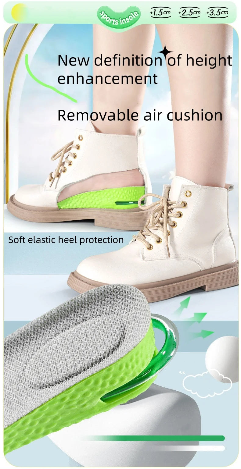 1Pair Air Cushion height increase insoles Breathable Sweat and Anti-Odour Insole Shock Absorbing Insole for Sports Shoes