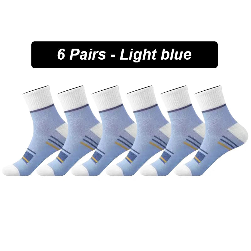 6Pairs Men Socks Breathable Cotton Sports Stockings Men Socks Comfortable Sweat Absorption Deodorant Business Sox High Quality