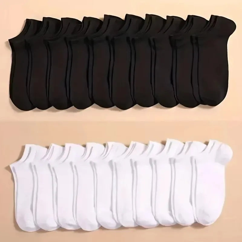 10 or 20 or 40 Pairs Unisex Solid Cotton Socks Men Women Low Cut Ankle Socks Bulk Black White Grey Socks Soft Lightweight