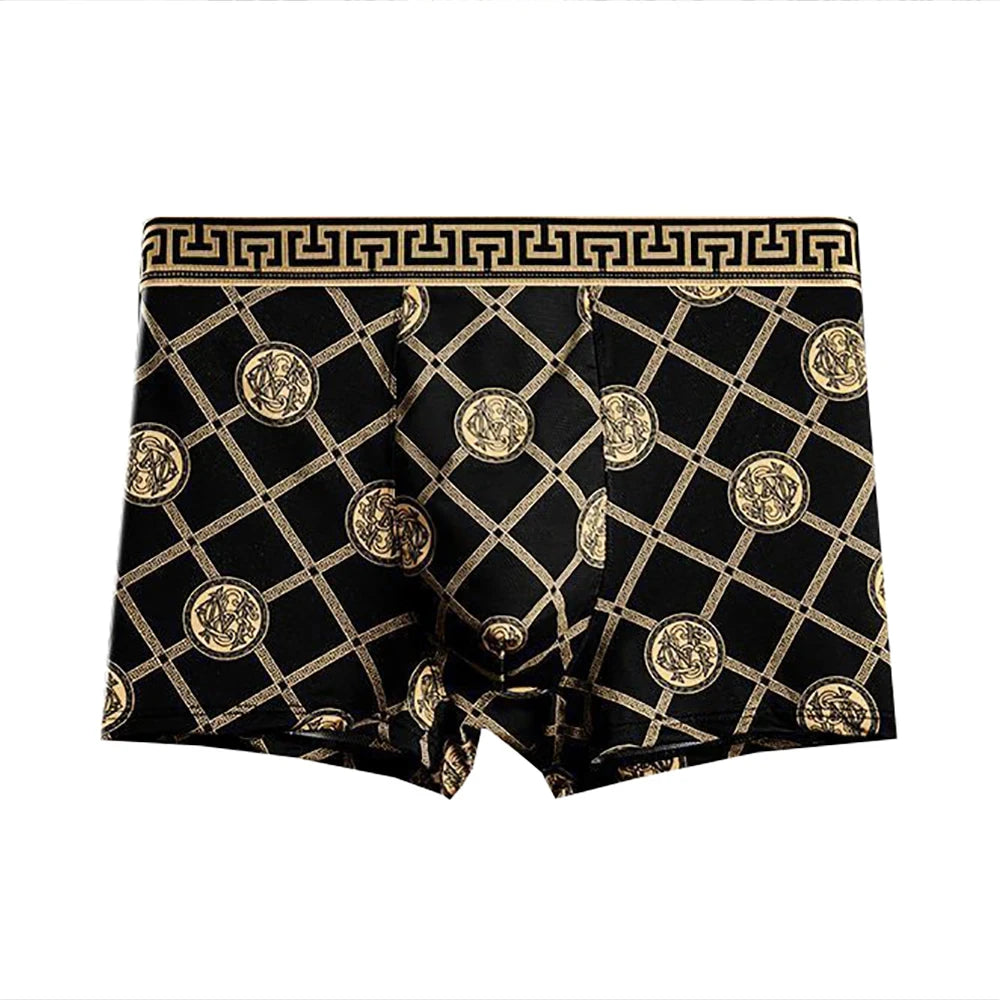 4Pcs/Set Men's Underwear Elastic Boxer Shorts Comfortable Breathable Print Men Underpant Sexy Boys Thin Flat Corner Panties