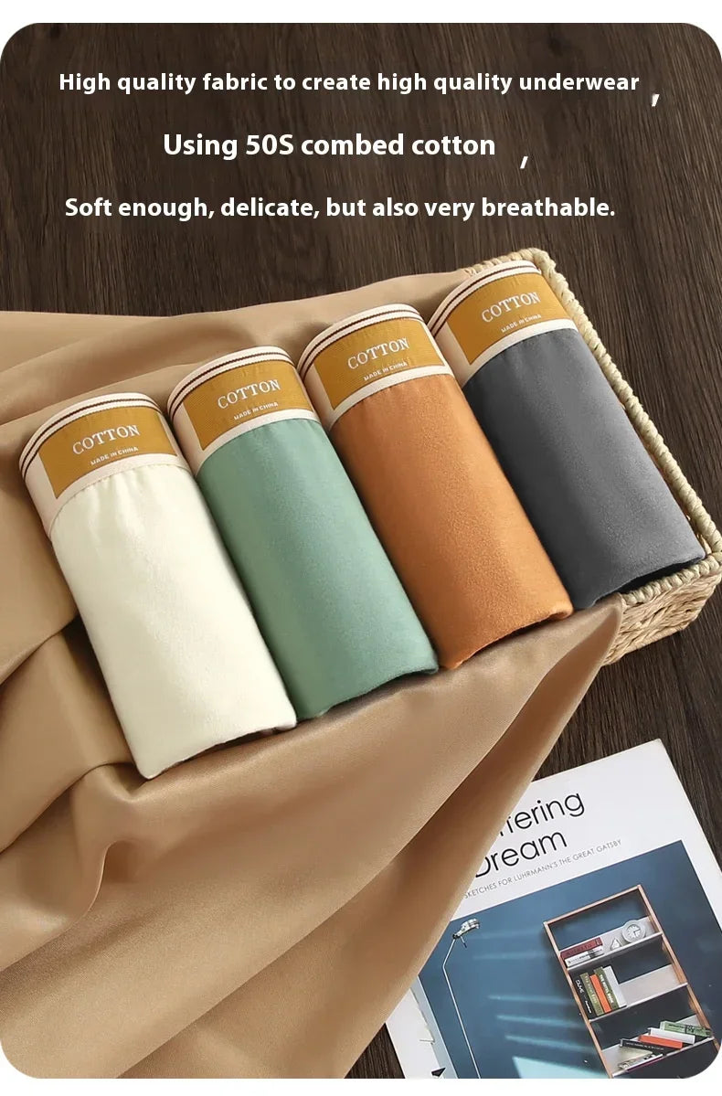 3Pcs Men's Underwear Hombre Panties Boxershorts Comfortable Breathable Cotton Underwear Sexy Underwear Solid Color Boxer Shorts