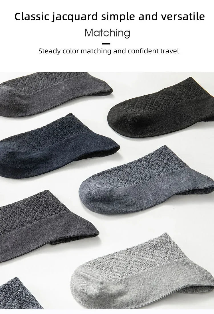 5Pairs/Lot Men's Socks High Quality Bamboo Fiber Business Breathable Deodorizing Socks Men's Casual Socks Large Size EU38-46