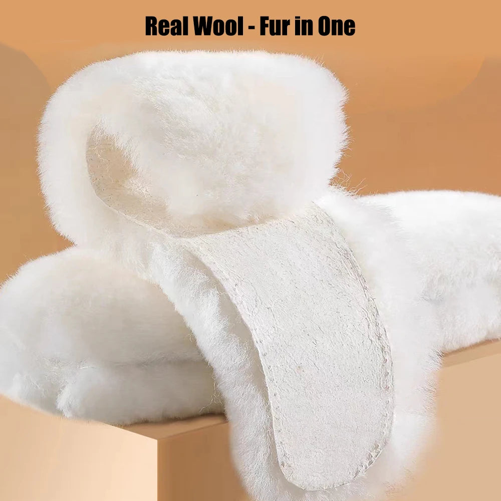 Genuine Sheepskin Fleece Insoles Men Women Winter Thick Cashmere Thermal Real Wool Insoles for Shoes Inner Soles for Snow Boots