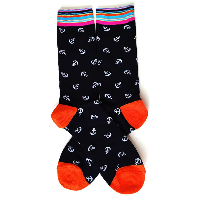 58 Style Cartoon Men Socks Fish bird parrot shark Theme Cotton Novelty Funny Hip Hop Trend Street Long Socks