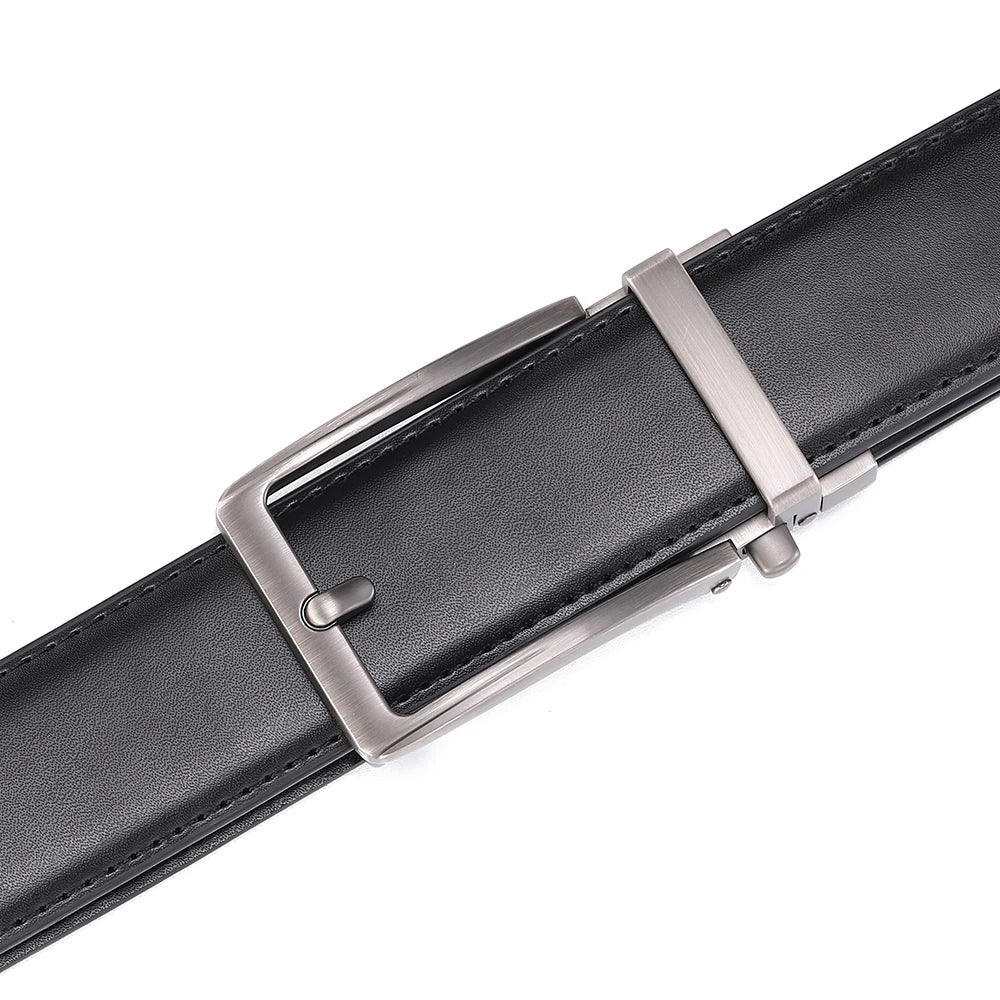 Click Belts for Men Luxury Brand Designer Fashion Automatic Buckle Genuine Leather Men's Belt Male Jeans Waist Strap Blue 3.5 cm