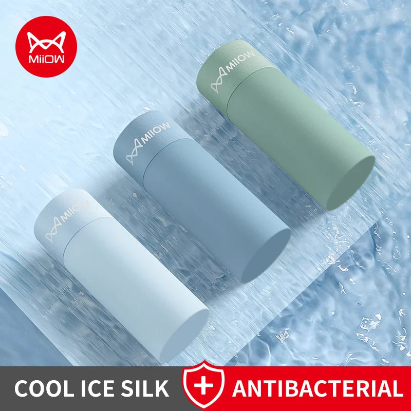 MiiOW 3Pcs Ice Silk Men Panties Mesh Breathable Mens Underpants 10A Antibacterial Crotch Men's Underwear Boxers Man Boxer Briefs