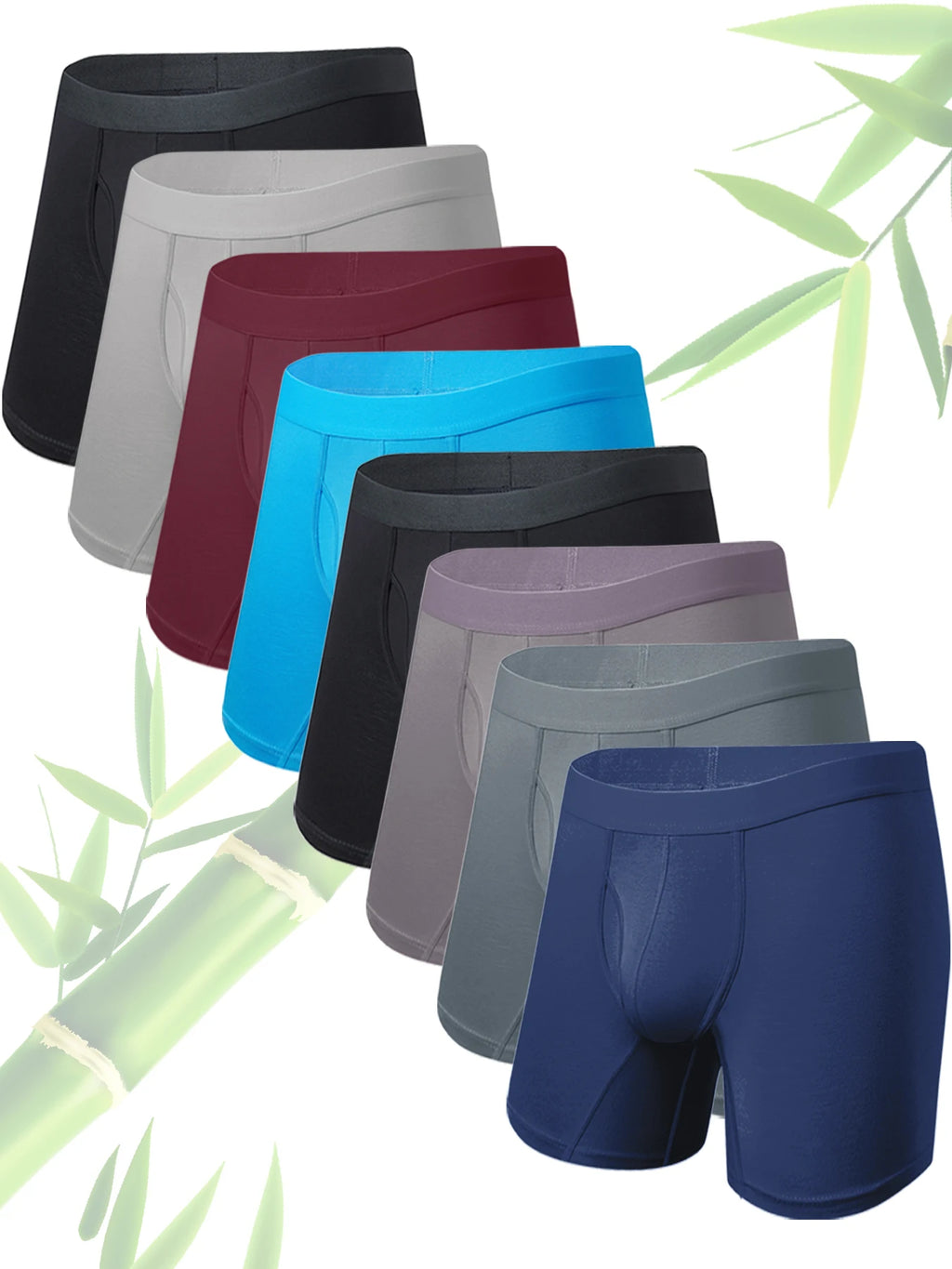 8-Pack Boxers Man Bamboo Fiber Men's panties Sexy Long Boxer Briefs Breathable and Soft Underwear for Men Plus Size S-XXL