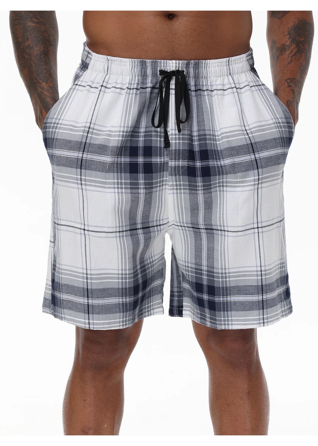 3Pcs Men's 100% Cotton Underwear Boxers Shorts Suit, Plaid Pajama Sleeping Bottoms Pants Suit, Elastic Waist Shorts Homewear