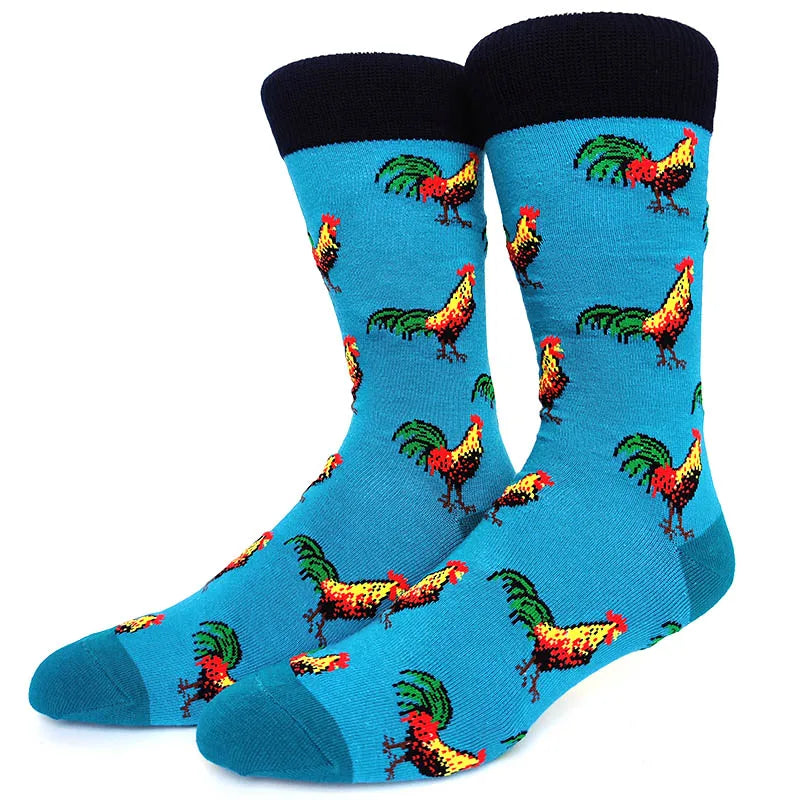 58 Style Cartoon Men Socks Fish bird parrot shark Theme Cotton Novelty Funny Hip Hop Trend Street Long Socks