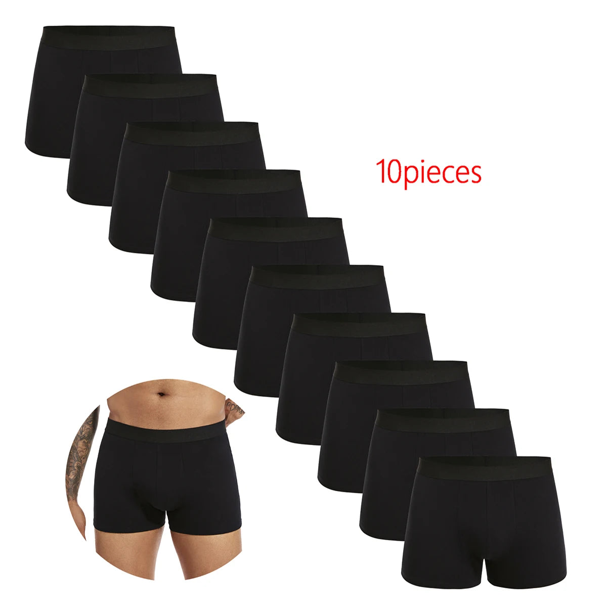10pcs pack Black Cotton Boxer Shorts Men Underwear Soft Male Underpants for Men Homme comfortable Boxershorts Slips Panties