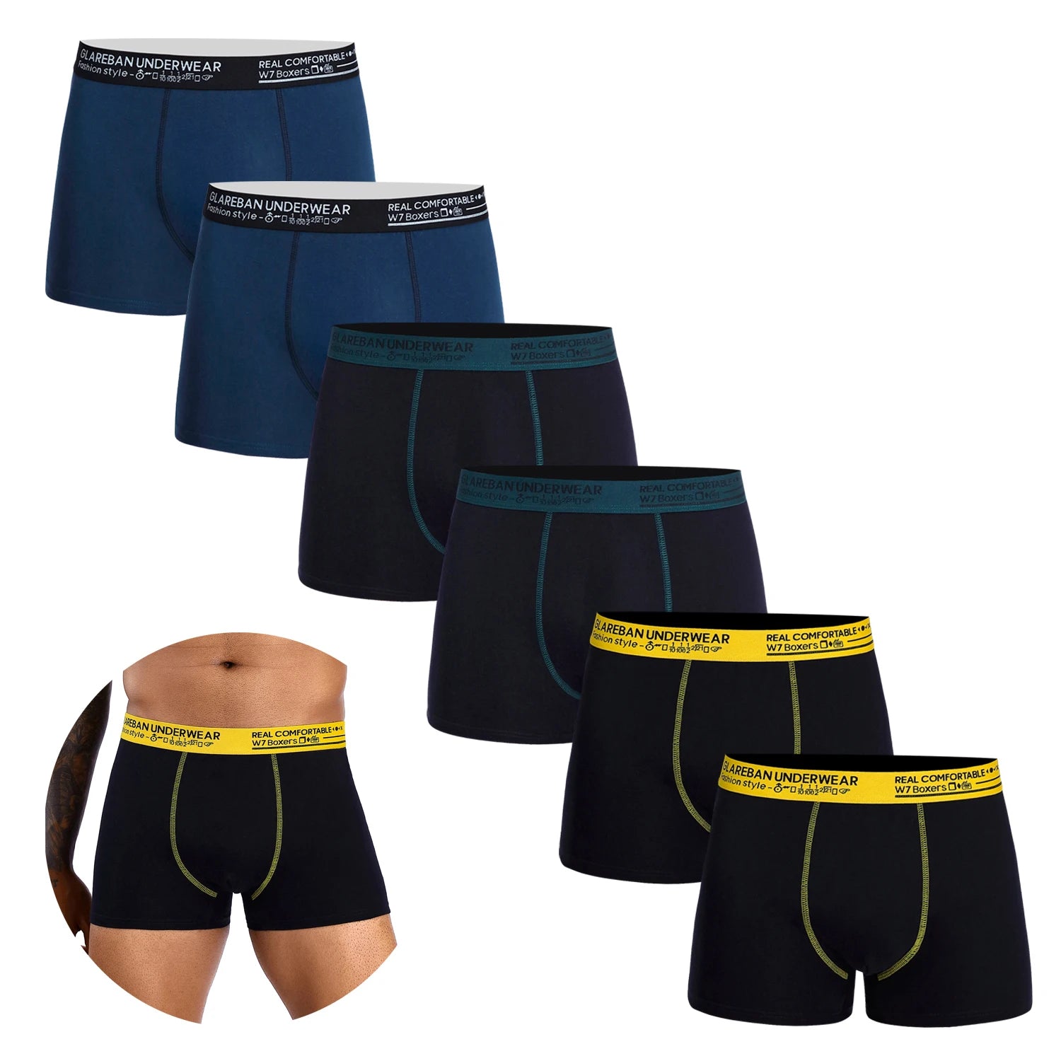 6pcs Pack 2024 Brand Boxer Fashion Style Men Panties Cotton Underwear Male And Underpants For Homme Luxury Set Shorts Box Slips