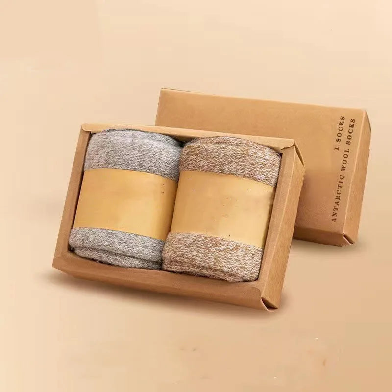 2Pairs/Men's Socks Super Thick Wool High Quality Merino Wool Socks Business Fall Winter Comfortable Mid-leg Socks Large Size Men