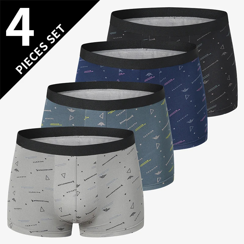 4/10 Pack Europe Plus Size Men's Fashion Printed Underwear Joker Boyshort Comfortable Elastic Waist Shorts Parent-child Pants