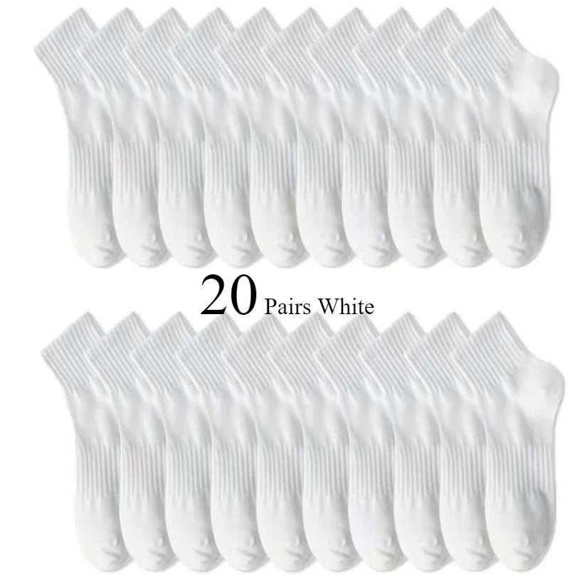 10/20 Pairs Neutral Solid Color Round Neck Socks Spring Summer Sweat Absorbing Breathable Soft Comfortable Couple Sports Socks