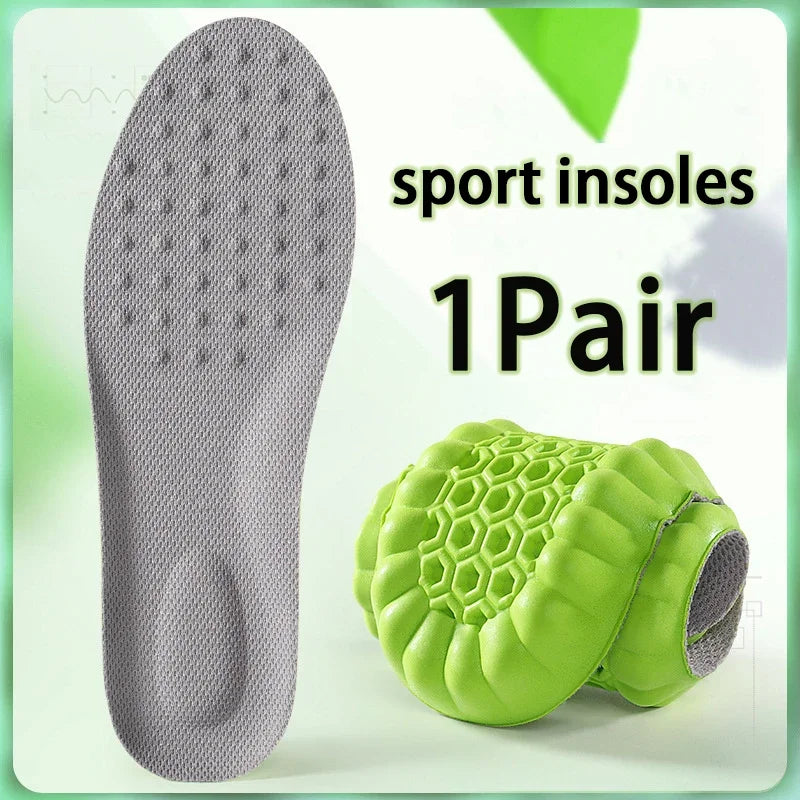 4PCS Soft Elasticity Sole Breathable Comfortable Insoles Men and Women's Sports Shock Absorbing Insole Outdoor Running Insoles