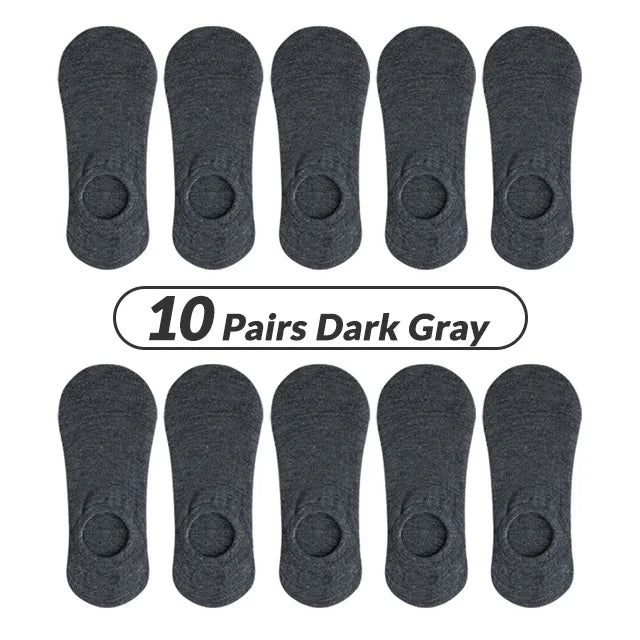 5/10 Pairs Men's Invisible Socks Slippers Cotton Silicone Non-slip Summer No-show Ankle Socks Casual Breathable Thin Boat Sock
