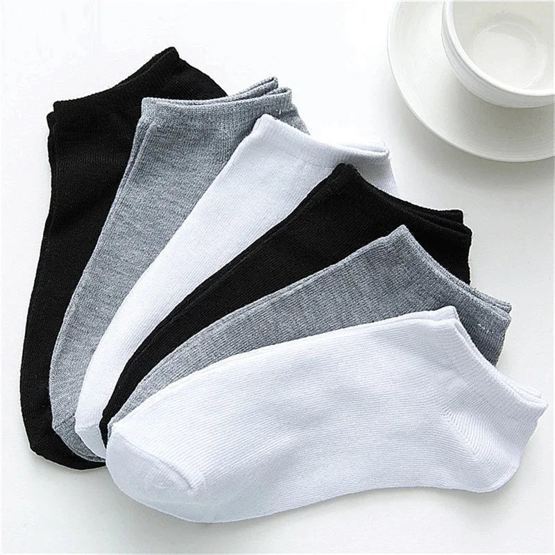 Men Ankle Socks Solid Color Black White Gray Invisible Breathable Cotton Sports Socks Male Short Socks Women Men Sox 10/5Pcs