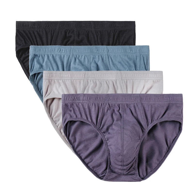 4 Pcs/Lot Men's 100% Cotton Breathable Briefs Comfortable Male Underwear Lingerie Panties Underpants Plue Size Xl -5Xl