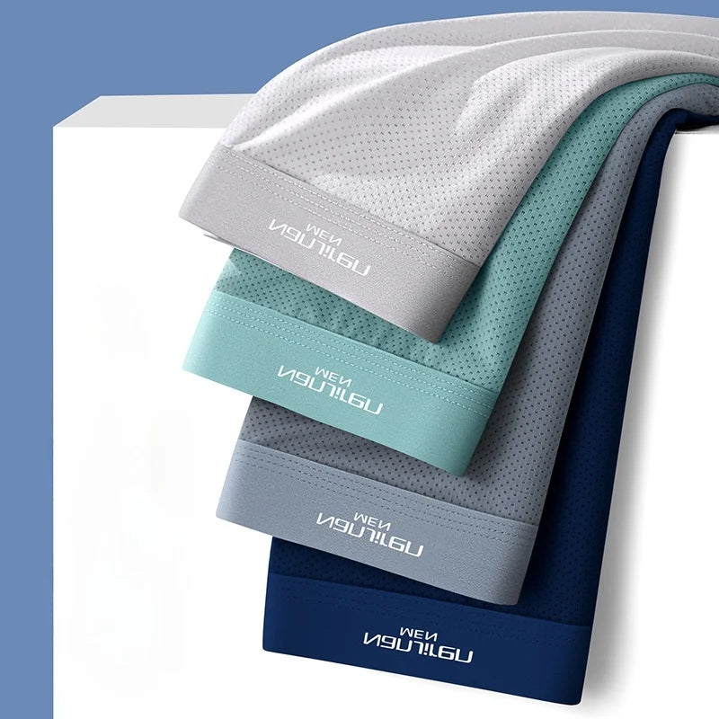 Men Boxers Men's Underwear 3A Antibacterial Underpants Ice Silk Men Boxer Shorts Breathable Elastic Male Panties Plus Size L-6XL