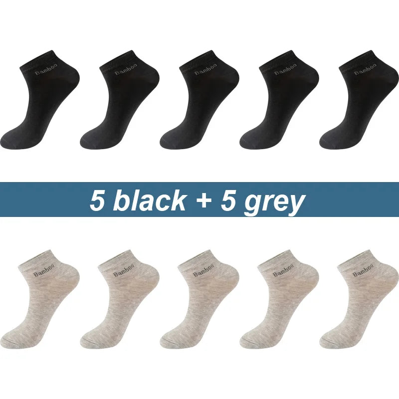 High Quality 10Pairs/Lot Men's Bamboo Fiber Socks Short Casual Breatheable Anti-Bacterial Man Ankle Socks New black busines