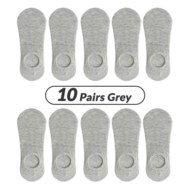 5/10 Pairs Men's Invisible Socks Slippers Cotton Silicone Non-slip Summer No-show Ankle Socks Casual Breathable Thin Boat Sock
