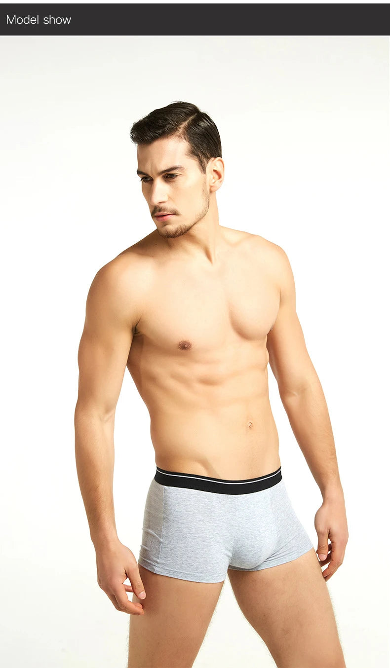 4pcs Men's Panties Sexy Shorts Cotton Underwear Male Breathable Boxers Solid Boxershorts Brand Underpants