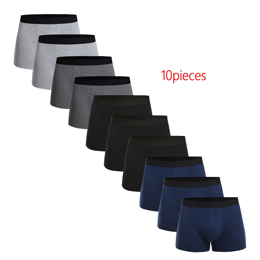 10pcs pack Black Cotton Boxer Shorts Men Underwear Soft Male Underpants for Men Homme comfortable Boxershorts Slips Panties