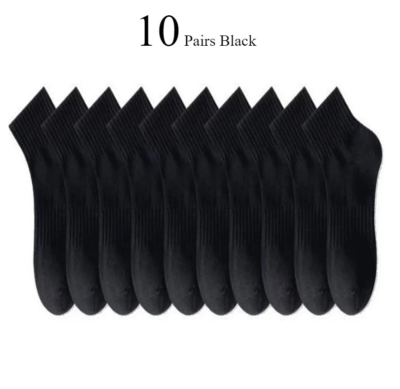 10/20 Pairs Neutral Solid Color Round Neck Socks Spring Summer Sweat Absorbing Breathable Soft Comfortable Couple Sports Socks