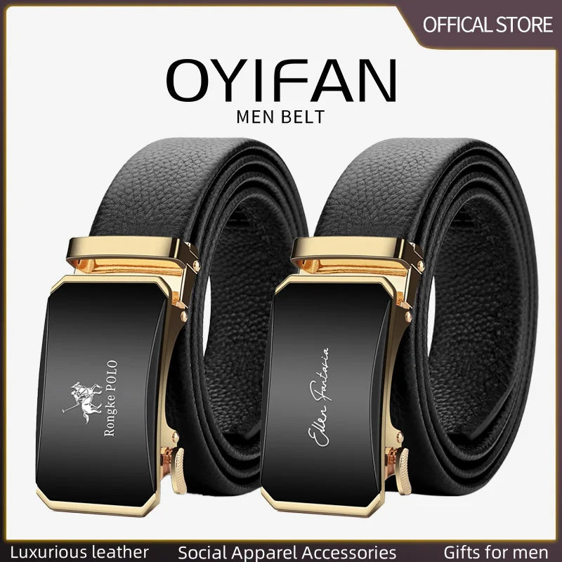 OYIFAN Men Belt Genuine Leather belt for men Alloy buckle ratchet belts Men Designer Belt Automatic belts 벨트