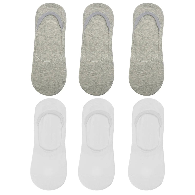 6 Pairs/Lot Men's Bamboo Breathable Invisible Socks Low Cut Casual Cotton Boat Non-Slip No Show High Quality Sock